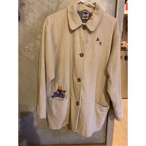 Vintage Disney Catalog Embroidered Pooh Eeyore Corduroy Button Down Shirt Jacket